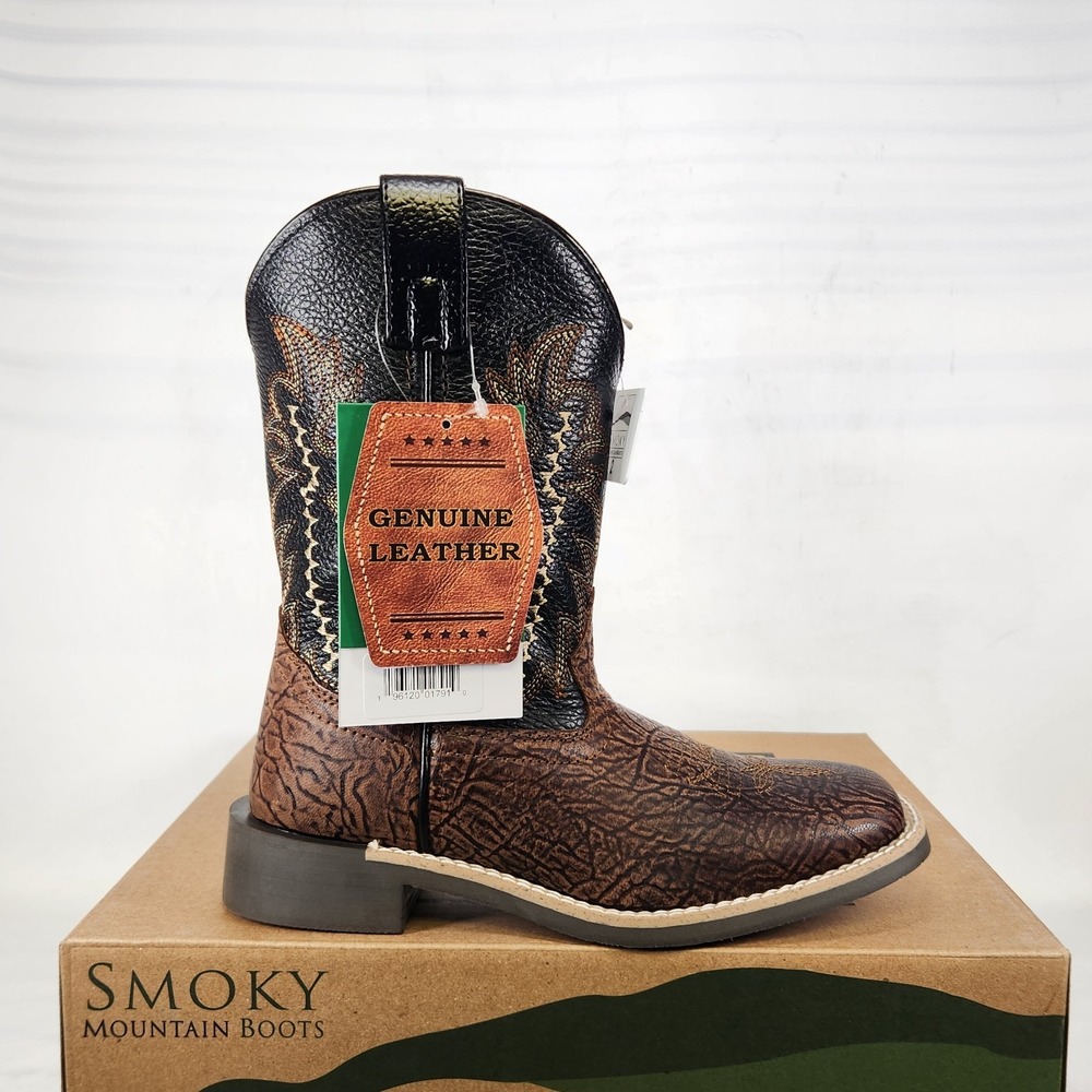 Smoky Mountain Boots Western Kids Size 2.5 Brown Black Leather Square Presley